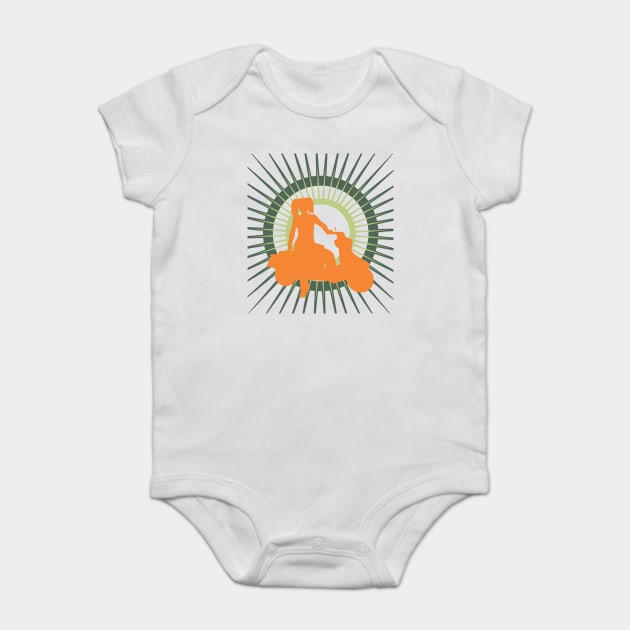 Lovely Vintage of Fashionable Women on Their Scooters Baby Bodysuit by Urbanprint